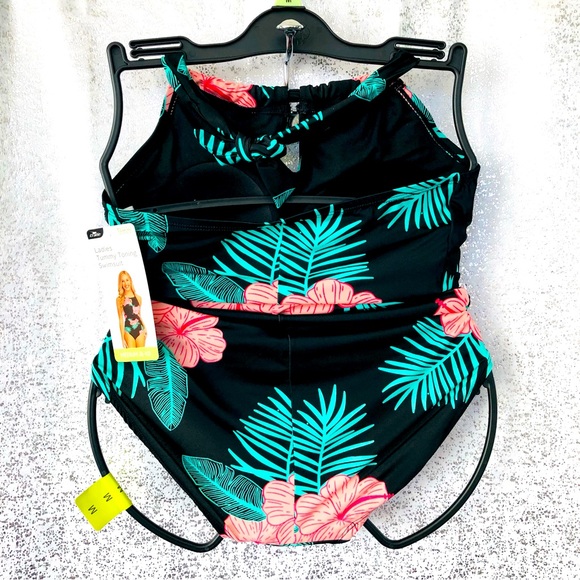 $10 SALE! Tummy Toning Control Tropical Leaf 1pc One Piece Swimsuit M (8-10) - Picture 4 of 8